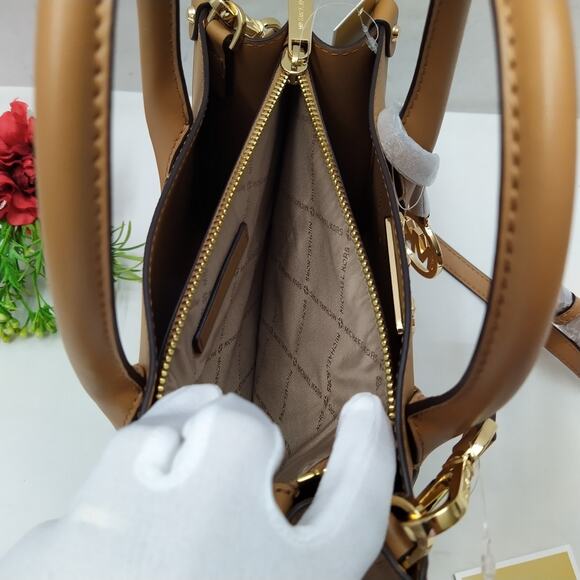 Michael Kors Maple Pinus Brown Leather Studded Top Handle Satchel Bag - NWT $358 - Picture 11 of 16